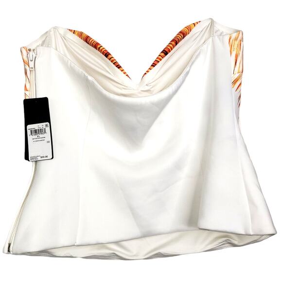 GUESS Sonya Strapless Setting Sun Printed White Bustier Top Women Sz XL - Picture 5 of 7